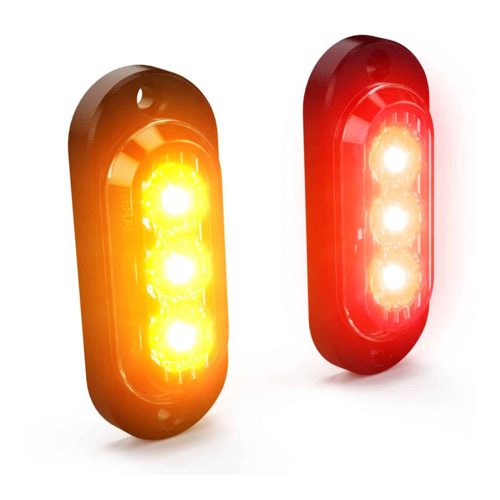 New DENALI T3 Rear Turn Signal / Brake Light Pods Red/Amber - Pair #DEDNLT310300