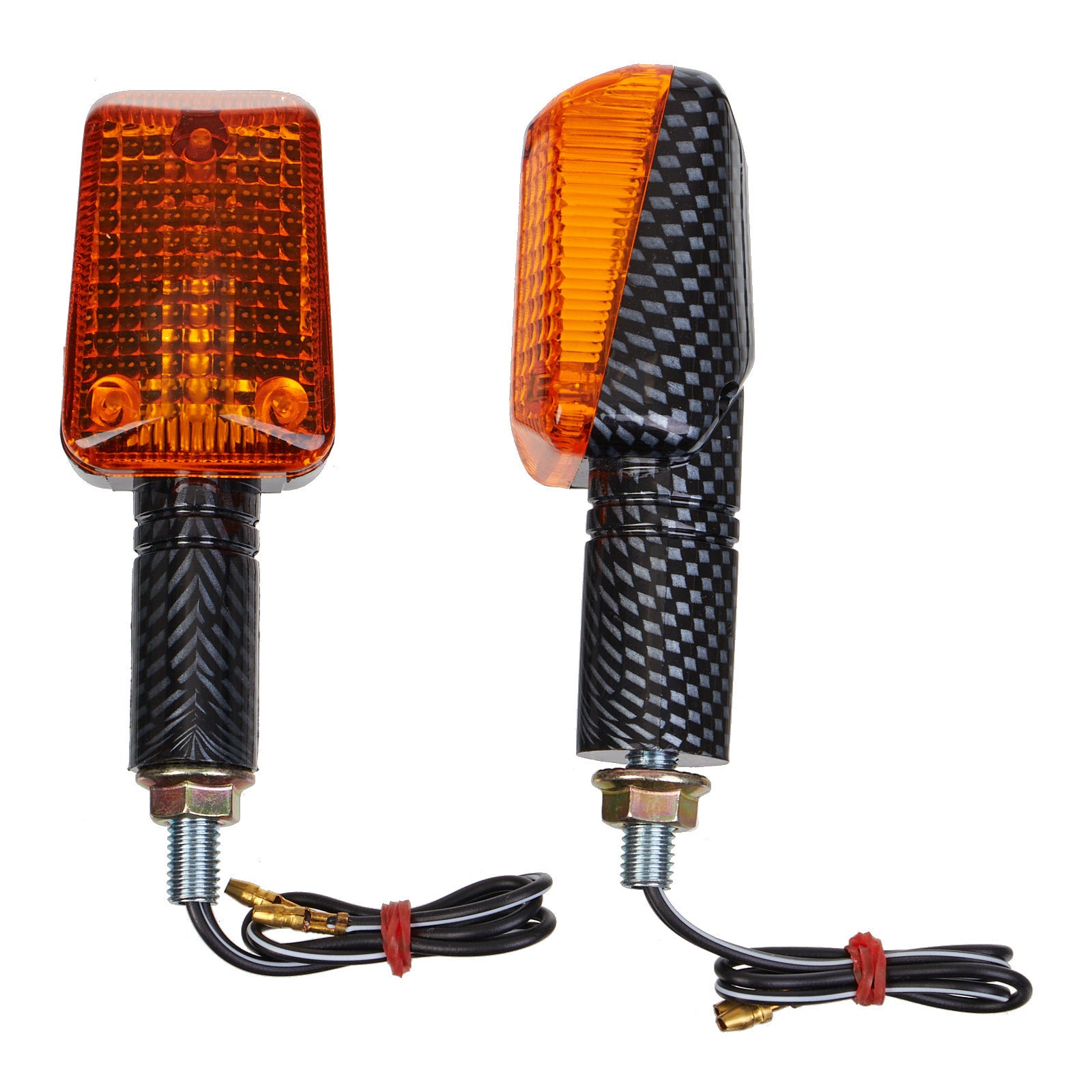 New WHITES Flasher Universal Rubber Long Mount Carbon - Pair #FLURLC | Australian Moto Spares