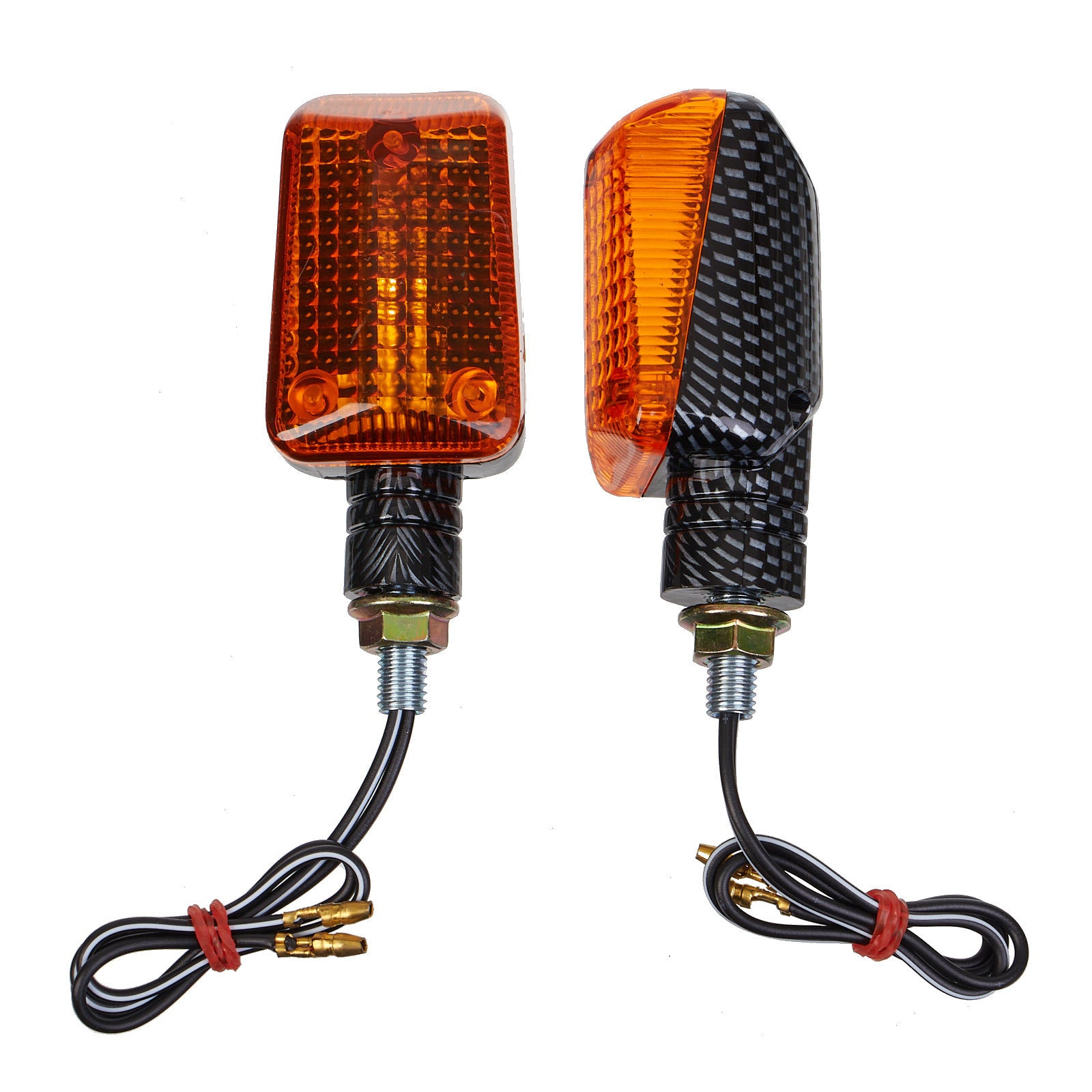 New WHITES Flasher Universal Short Mount Carbon - Pair #FLUSC | Australian Moto Spares