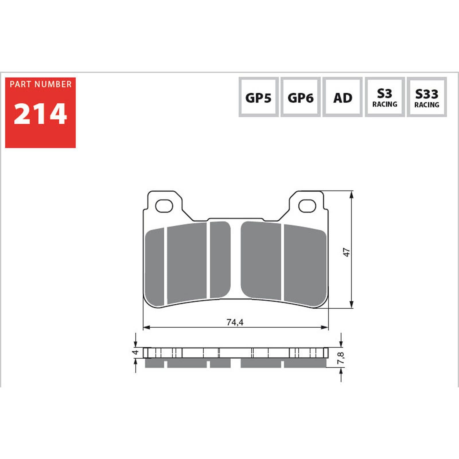 New GOLDFREN Brake Pad - S33 Sintered Racing #GF214S33