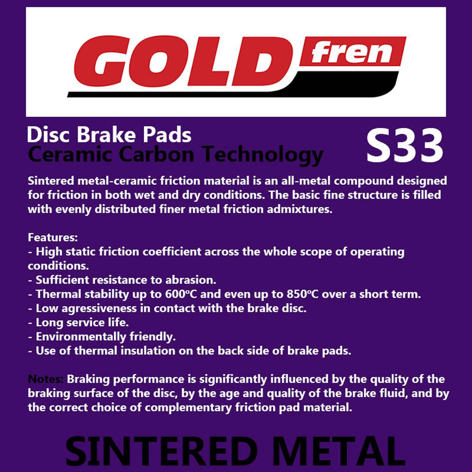 New GOLDFREN Brake Pad - S33 Sintered Racing #GF214S33