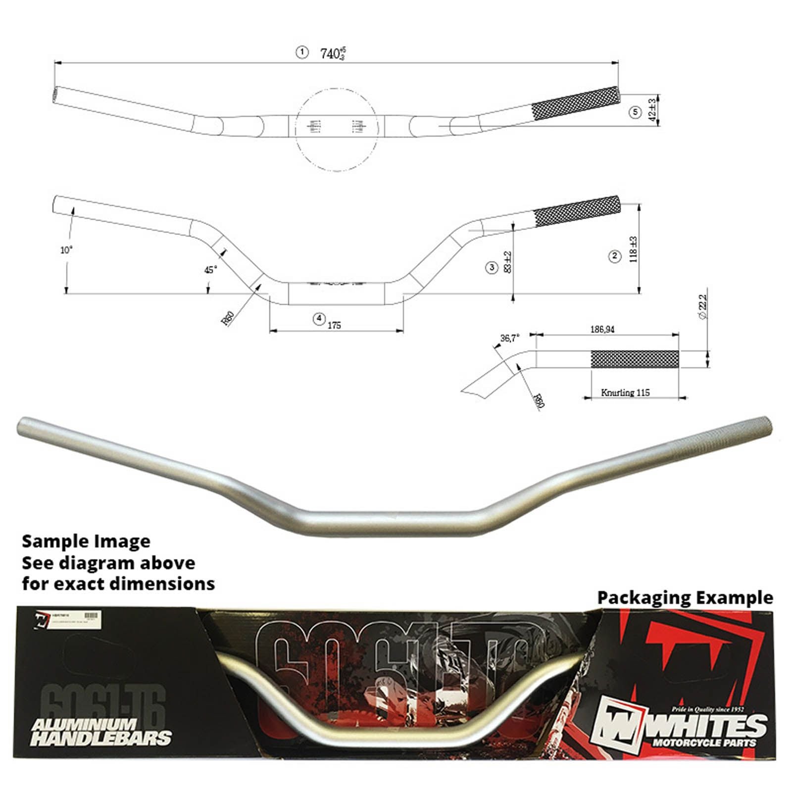 WHITES Handlebar Taper AL6061 Silicon For Honda CR80/85 RM/KX65 YZ85/80 HBR78810