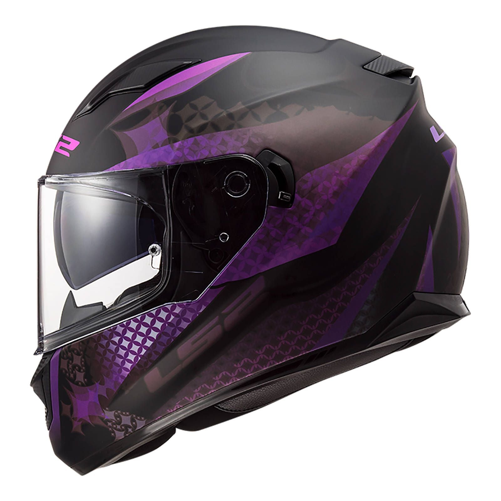 New LS2 FF320 Stream EVO Lux Helmet - Black / Pink / Purple (M) #LS2FF320LUM