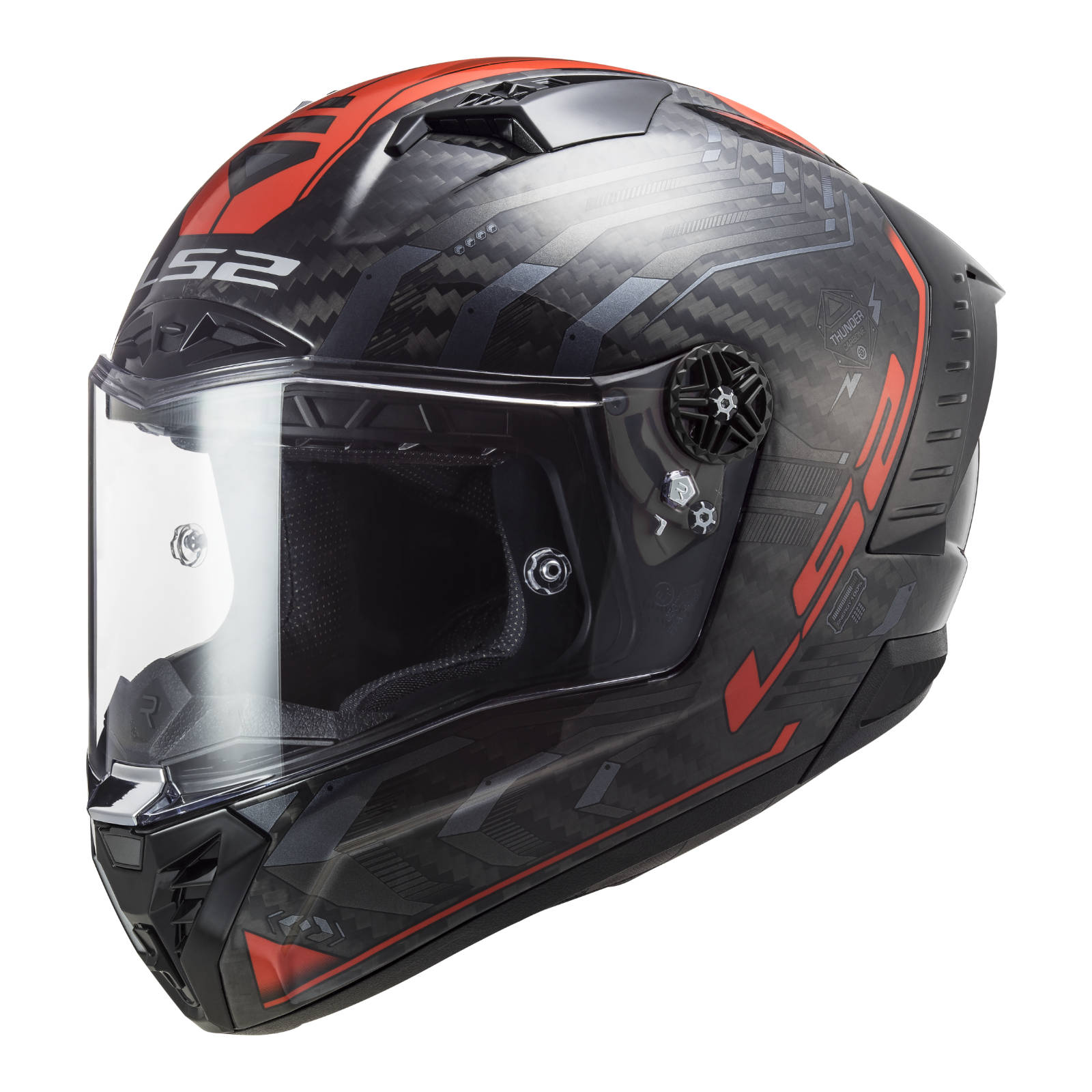 LS2 FF805 Thunder Carbon Sputnik Helmet - Gloss Metal / Red (L) #LS2FF805METREDL