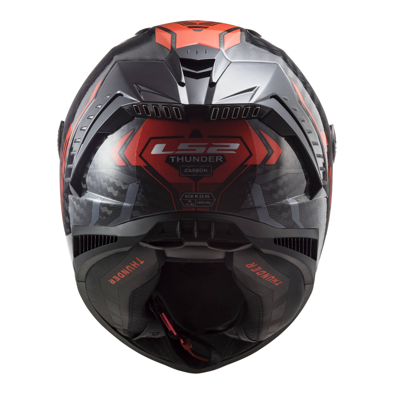 LS2 FF805 Thunder Carbon Sputnik Helmet - Gloss Metal / Red (L) #LS2FF805METREDL