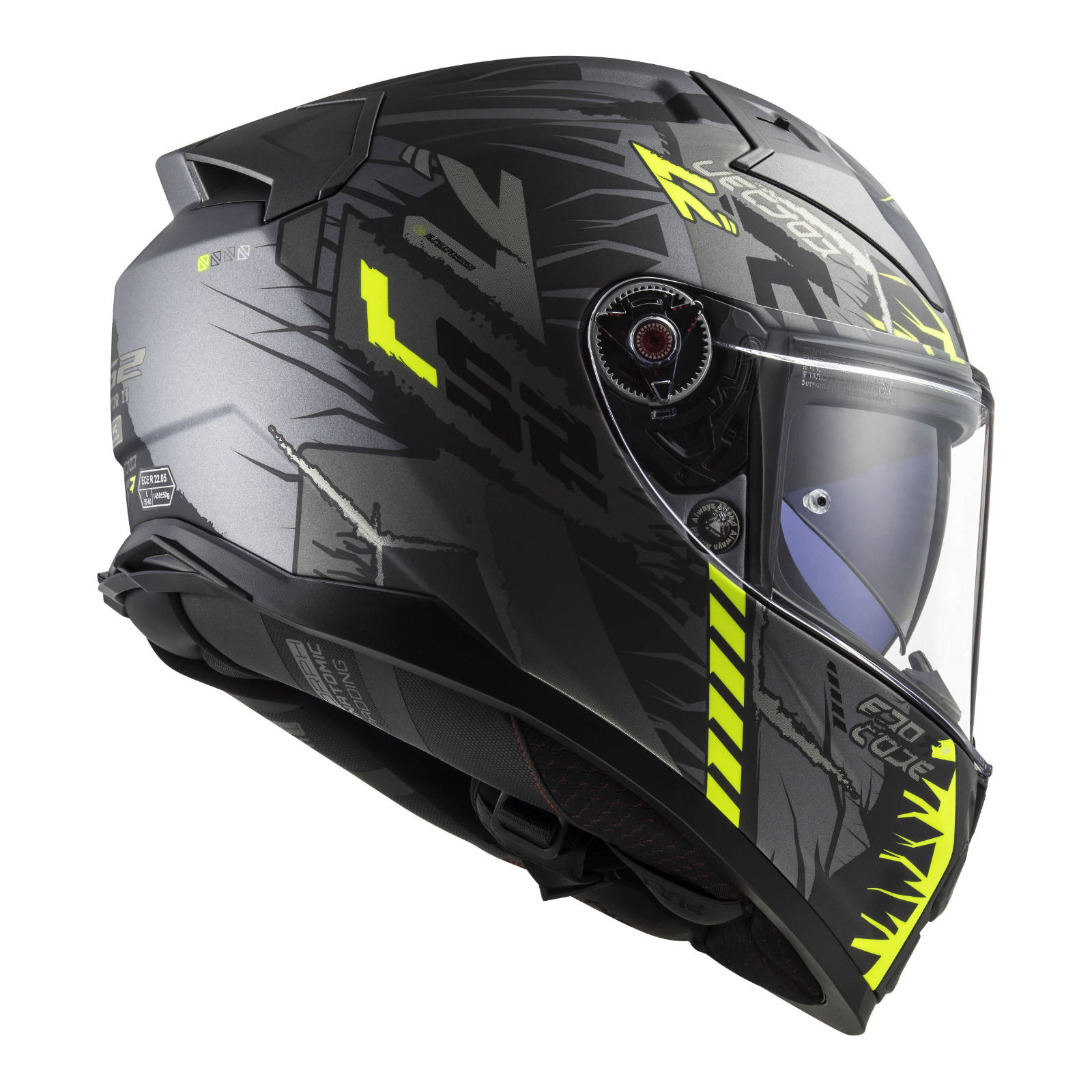 LS2 FF811 Vector II Techbot Helmet - Matte Titanium / Hi-Vis / Yellow (XS)