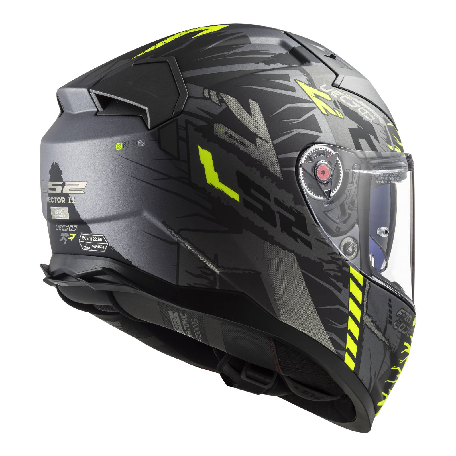 LS2 FF811 Vector II Techbot Helmet - Matte Titanium / Hi-Vis / Yellow (XS)