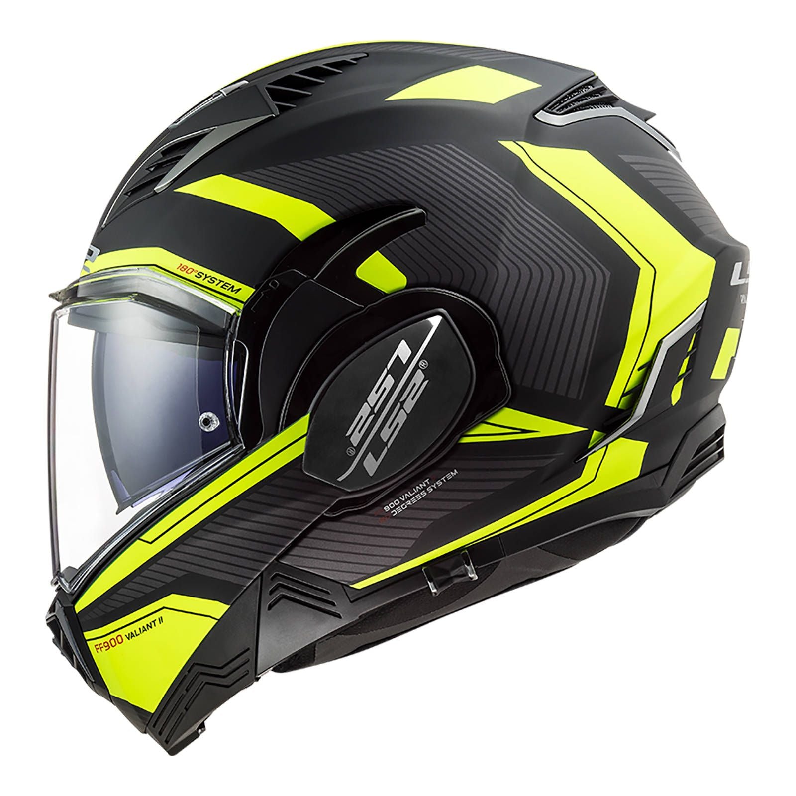 New LS2 FF900 Valiant II REVO Helmet - Matte Black / Hi-Vis (L) #LS2FF900REMBYL