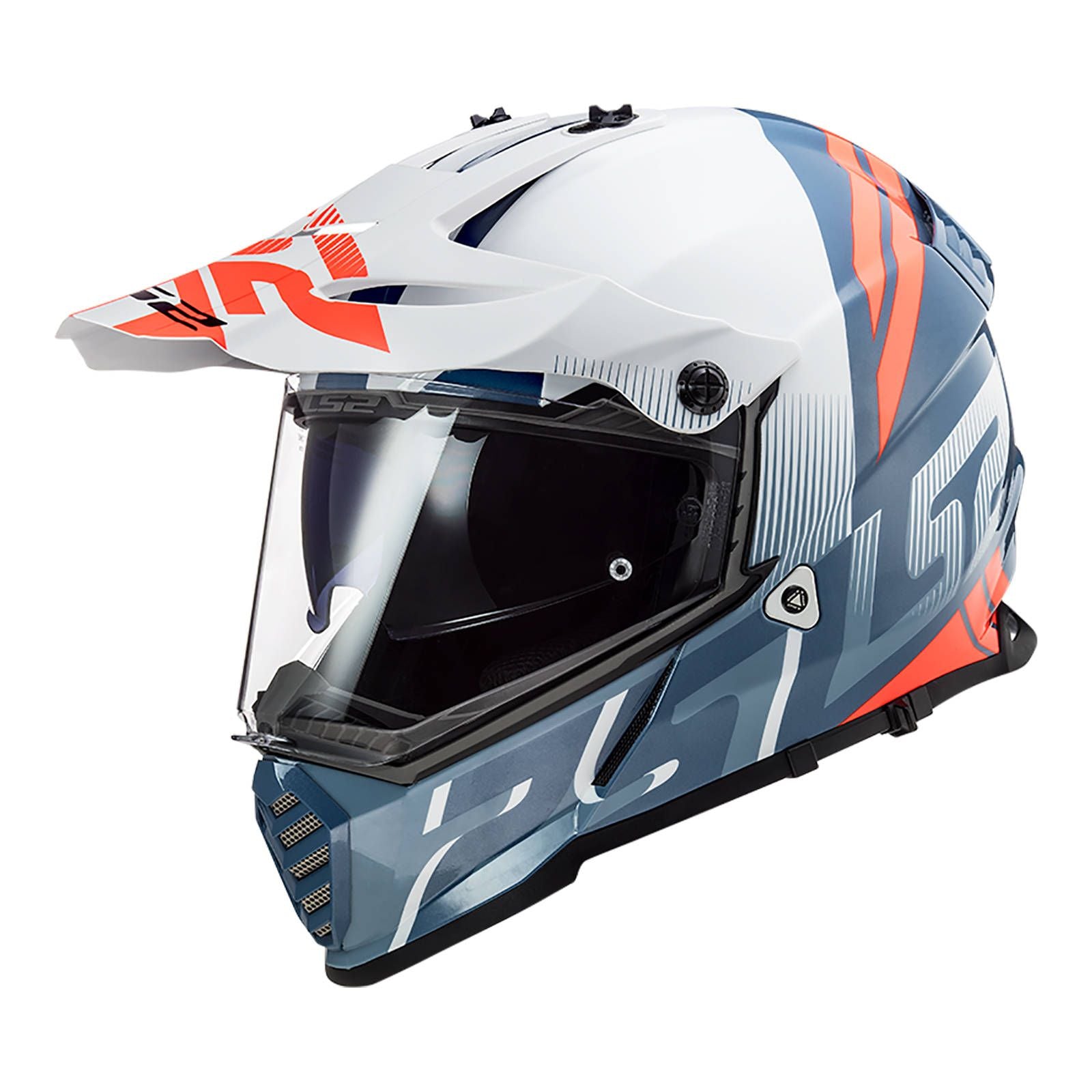 LS2 Pioneer Evo Evolve Helmet - White / Cobalt Blue /Orange (L) #LS2MX436EEVWBRL