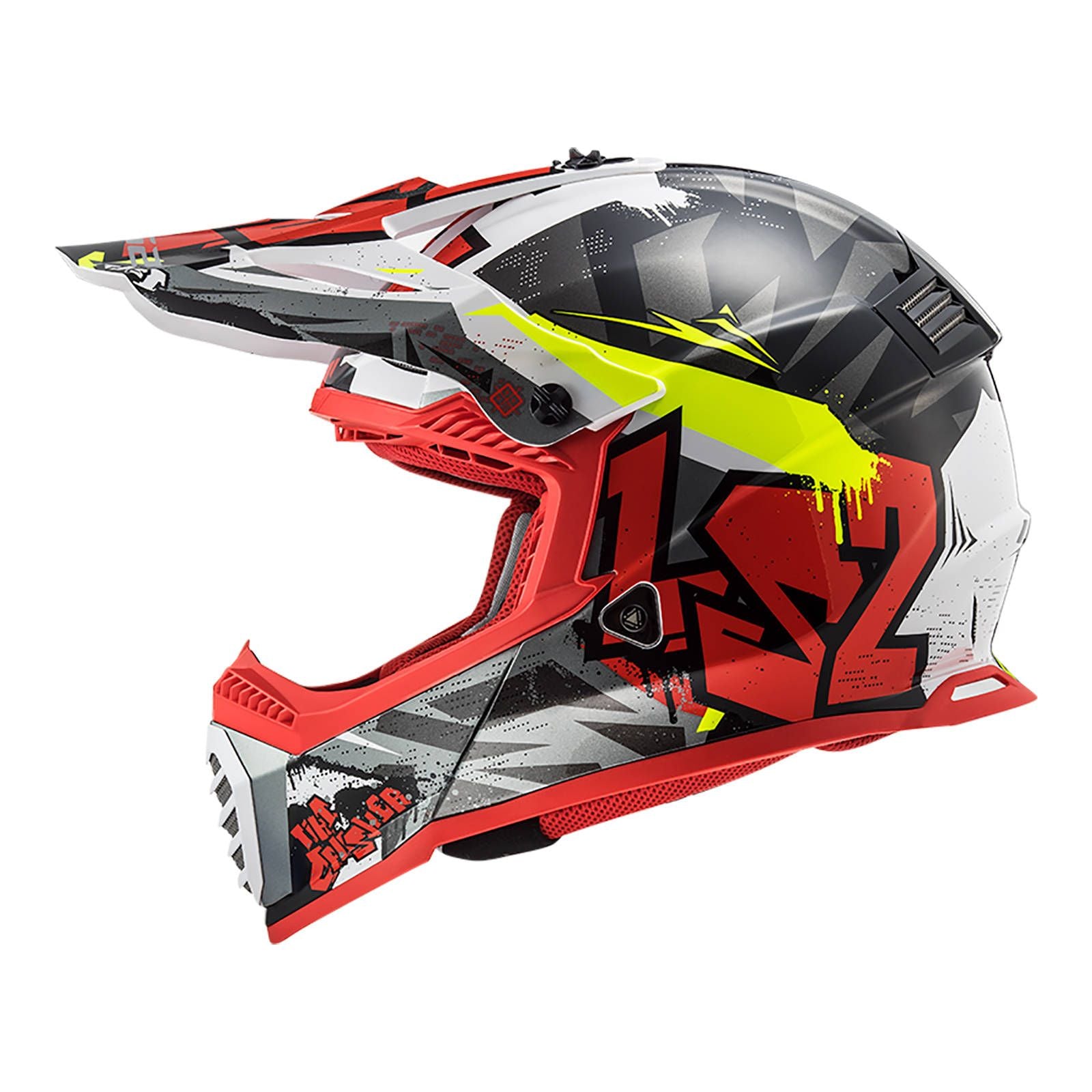New LS2 MX437 Fast EVO Crusher Helmet - Black / Red / Grey (M) #LS2MX437CRBRGM