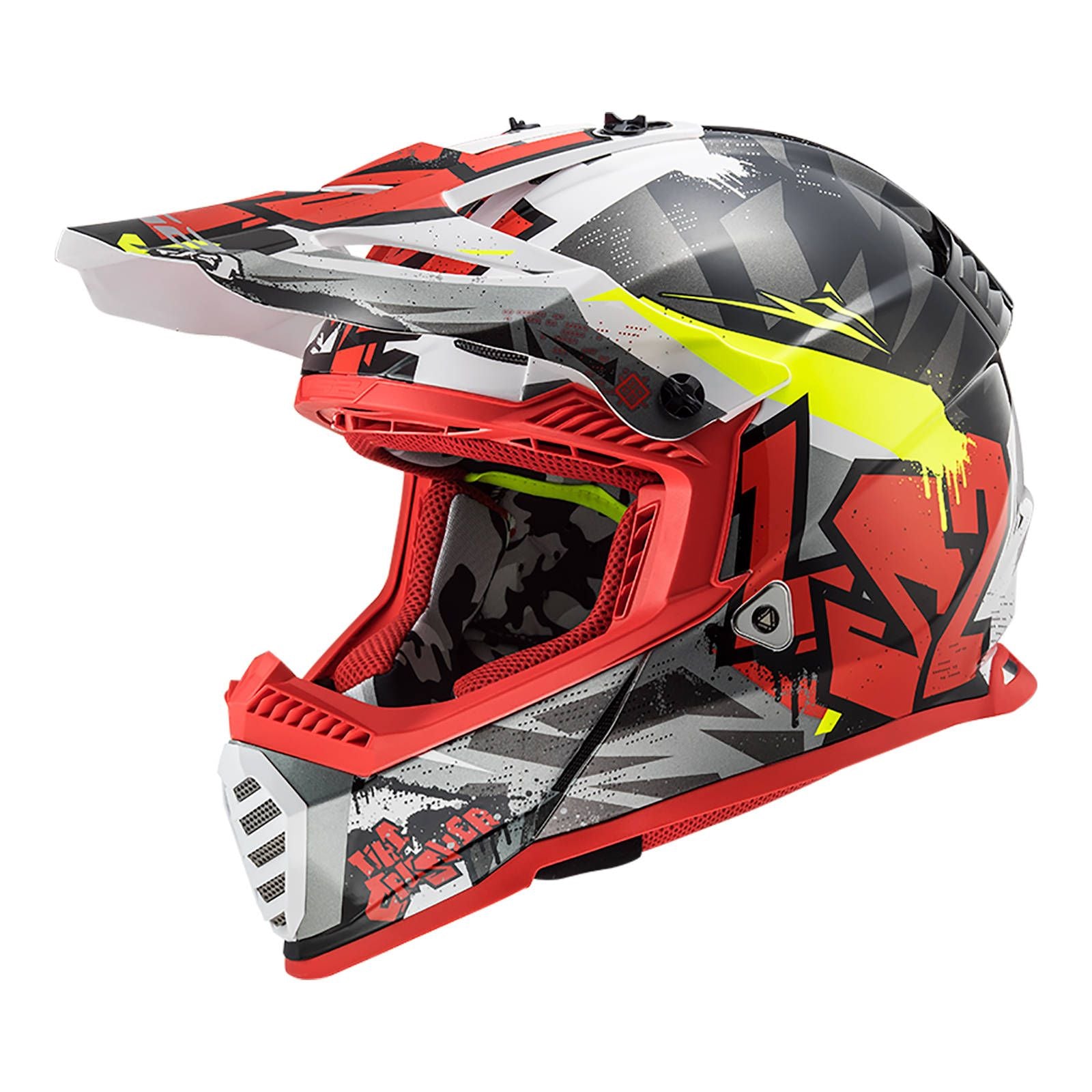 LS2 MX437J Fast EVO Crusher Mini Helmet - Black / Grey / Red (Youth L)