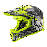 LS2 MX437J Fast EVO Crusher Mini Helmet - Black / Grey / Hi-Vis (Youth S)