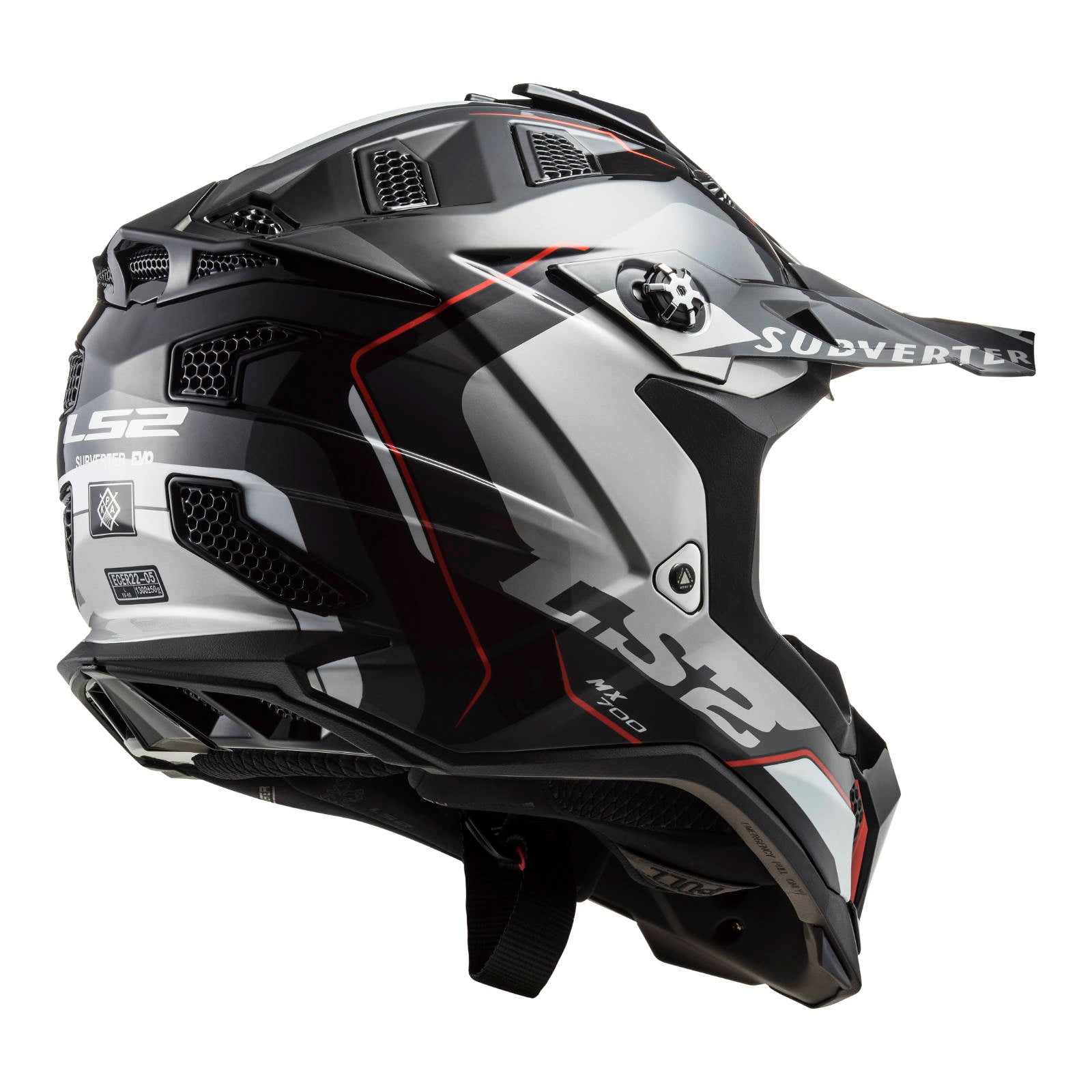 LS2 MX700 Subverter EVO Arched Helmet - Black / Titanium / Silver (XS)