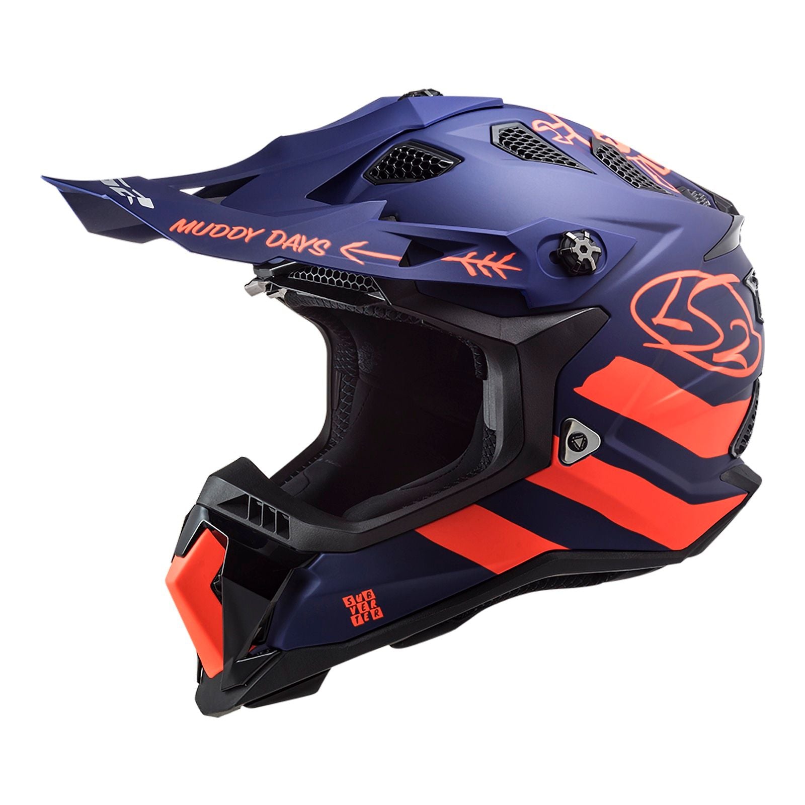 LS2 MX700 Subverter EVO Cargo Helmet - Matte Blue / Fluro Orange (2XL)