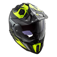 New LS2 Explorer Carbon Focus Helmet - Matte Titanium / Hi-Vis Yellow (2XL)
