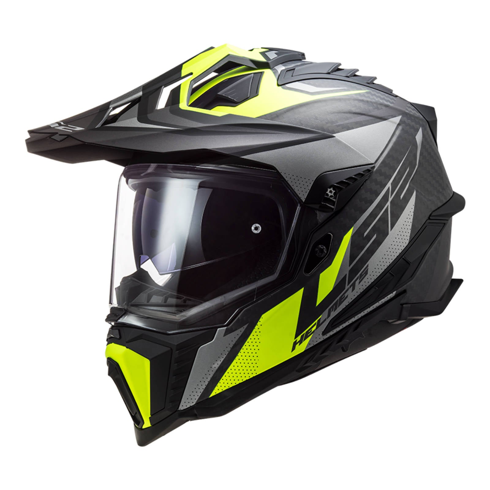 New LS2 Explorer Carbon Focus Helmet - Matte Titanium / Hi-Vis Yellow (XL) | Australian Moto Spares