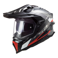 New LS2 Mx701 Explorer Carbon Frontier Helmet - Titanium / Red (Xl) LS2MX701EXPCTITRXL | Australian Moto Spares
