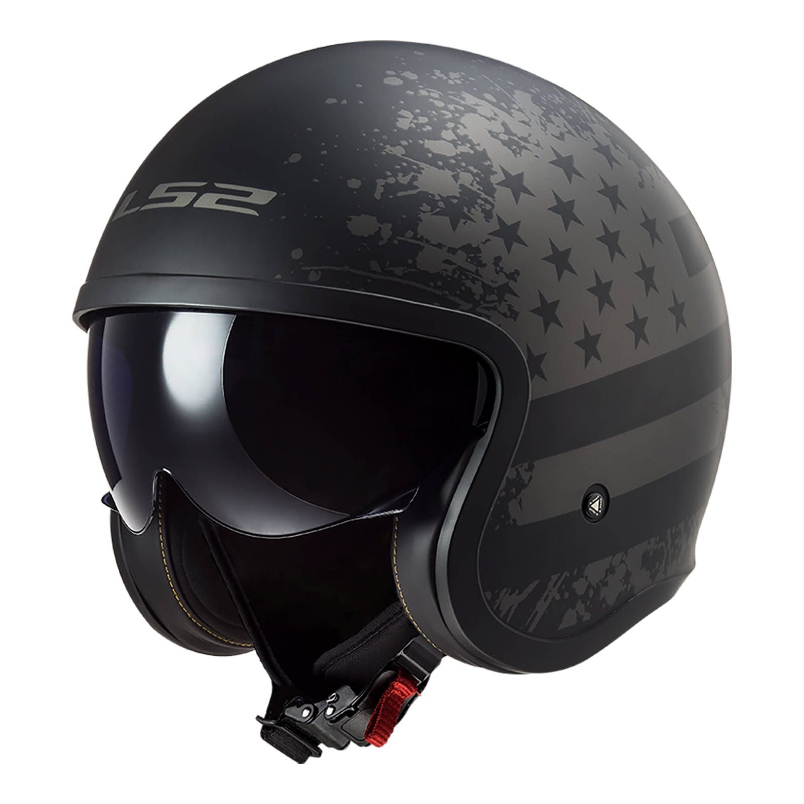 LS2 OF599 Spitfire Black Flag Helmet - Matte Black / Titanium (S) LS2OF599BFMBTS