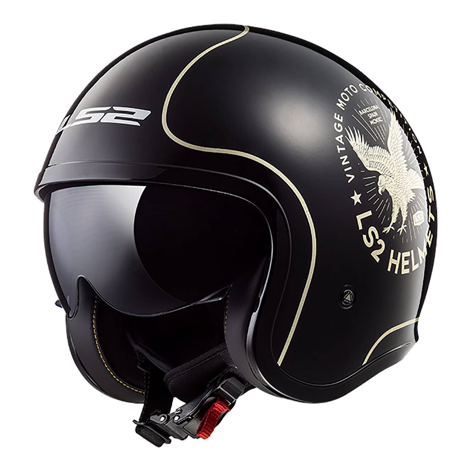 New LS2 OF599 Spitfire Flier Helmet - Black / Gold (2XL) #LS2OF599FL2XL