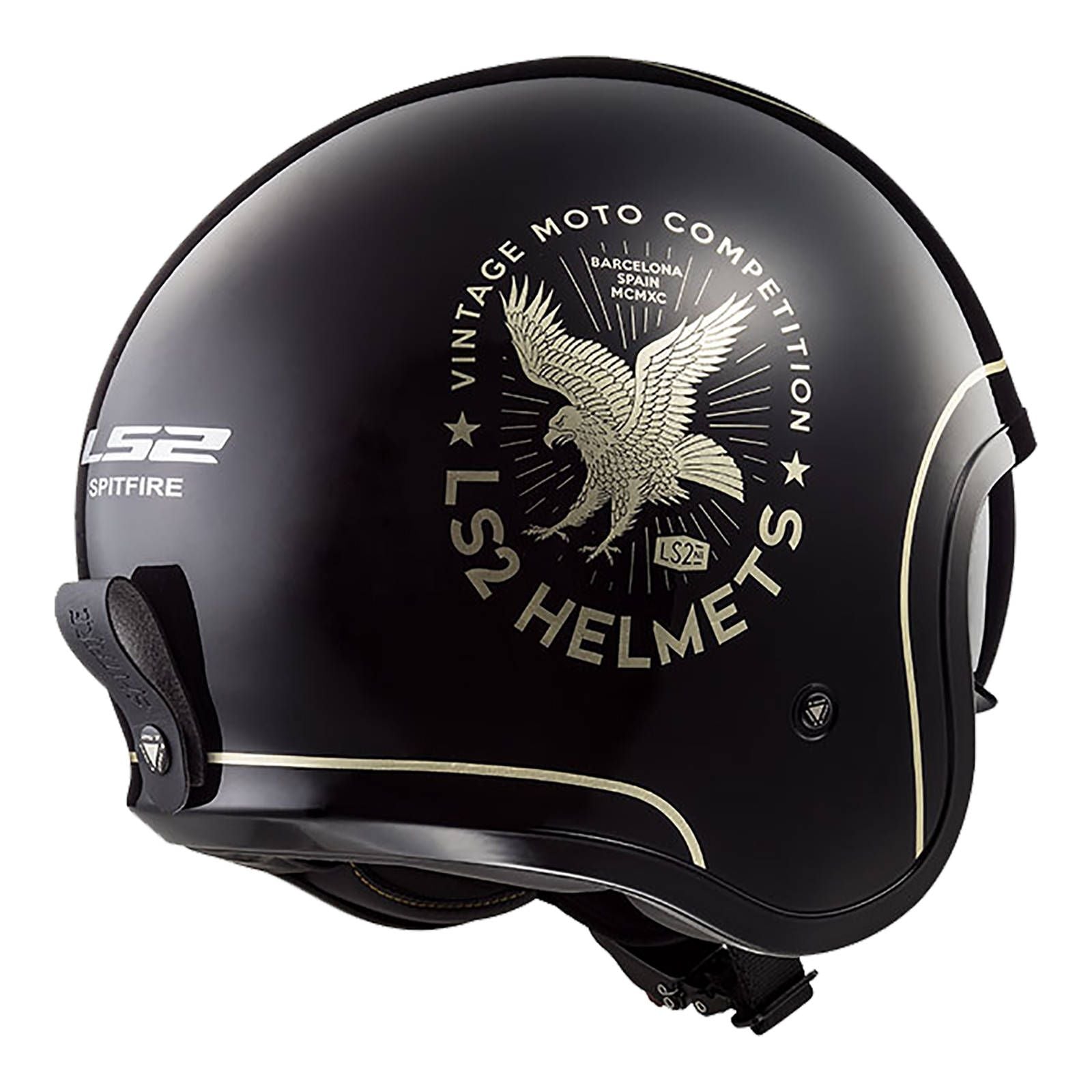 New LS2 OF599 Spitfire Flier Helmet - Black / Gold (2XL) #LS2OF599FL2XL