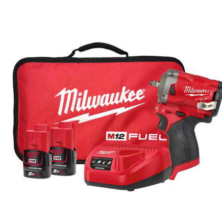 New Milwaukee M12 Fuel 3/8In Stubby Impact Wrench Kit 12v 1y Warranty