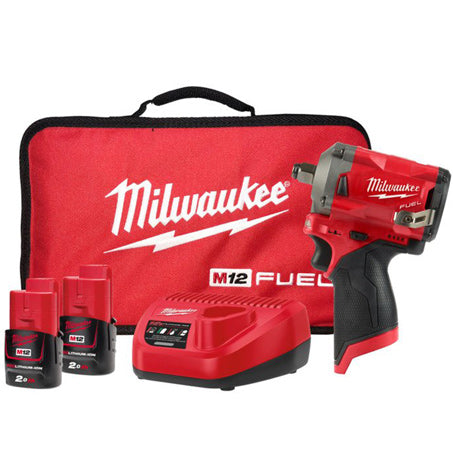 New Milwaukee M12 Fuel 1/2In Stubby Impact Wrench Kit 12v 1y Warranty