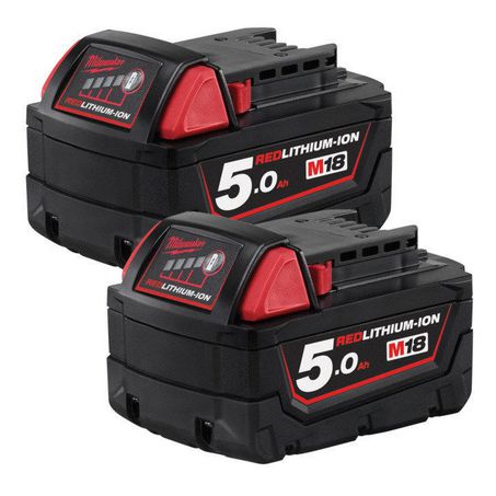 New Milwaukee M18 5.0Ah Redlithium-Ion Battery Pack - Dual Pack 18v 1y Warranty | Australian Moto Spares
