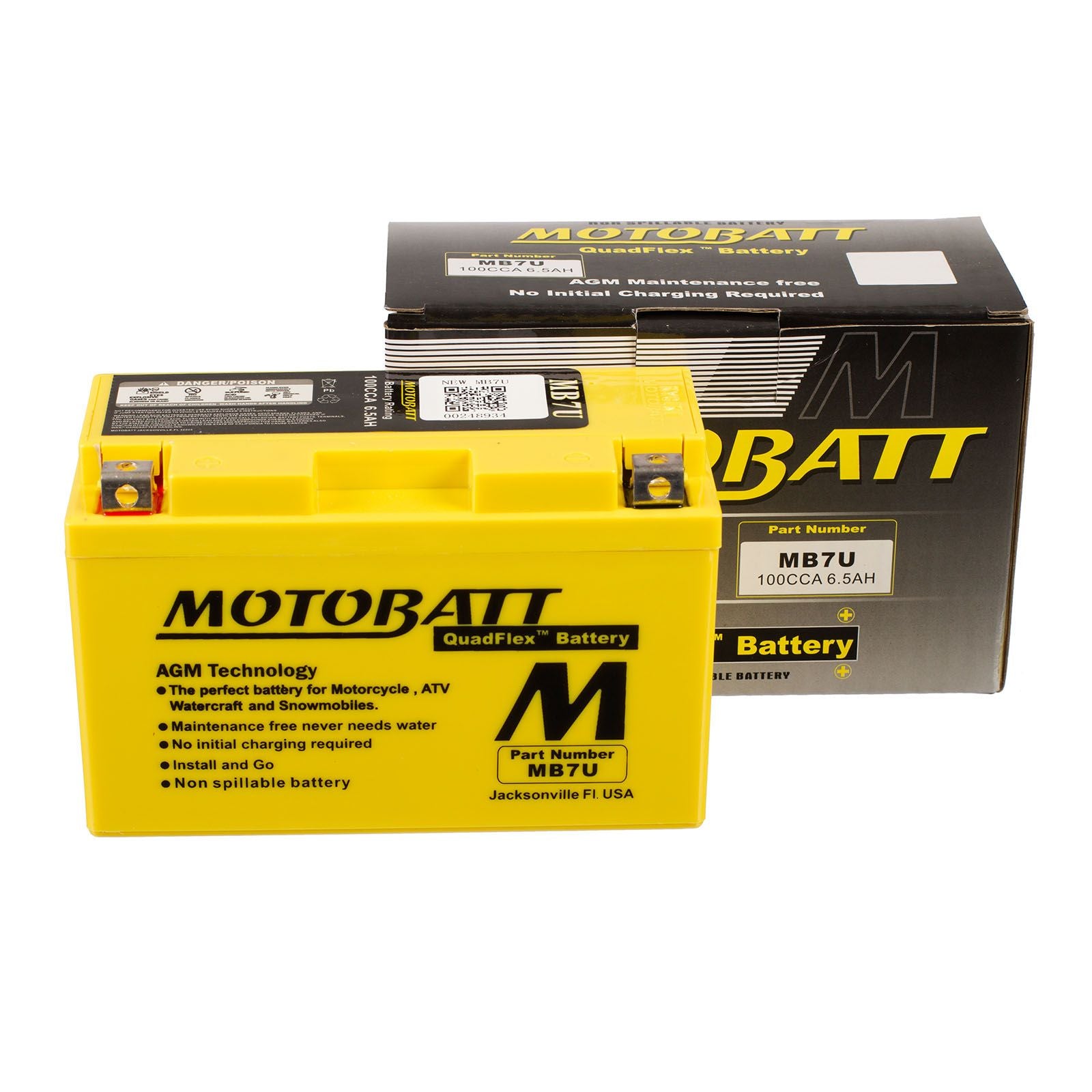 New MOTOBATT Quadflex AGM Battery #MB7U