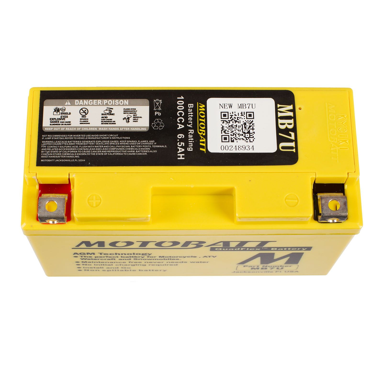 New MOTOBATT Quadflex AGM Battery #MB7U