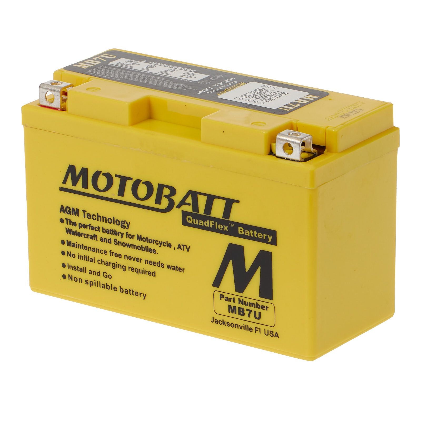 New MOTOBATT Quadflex AGM Battery #MB7U