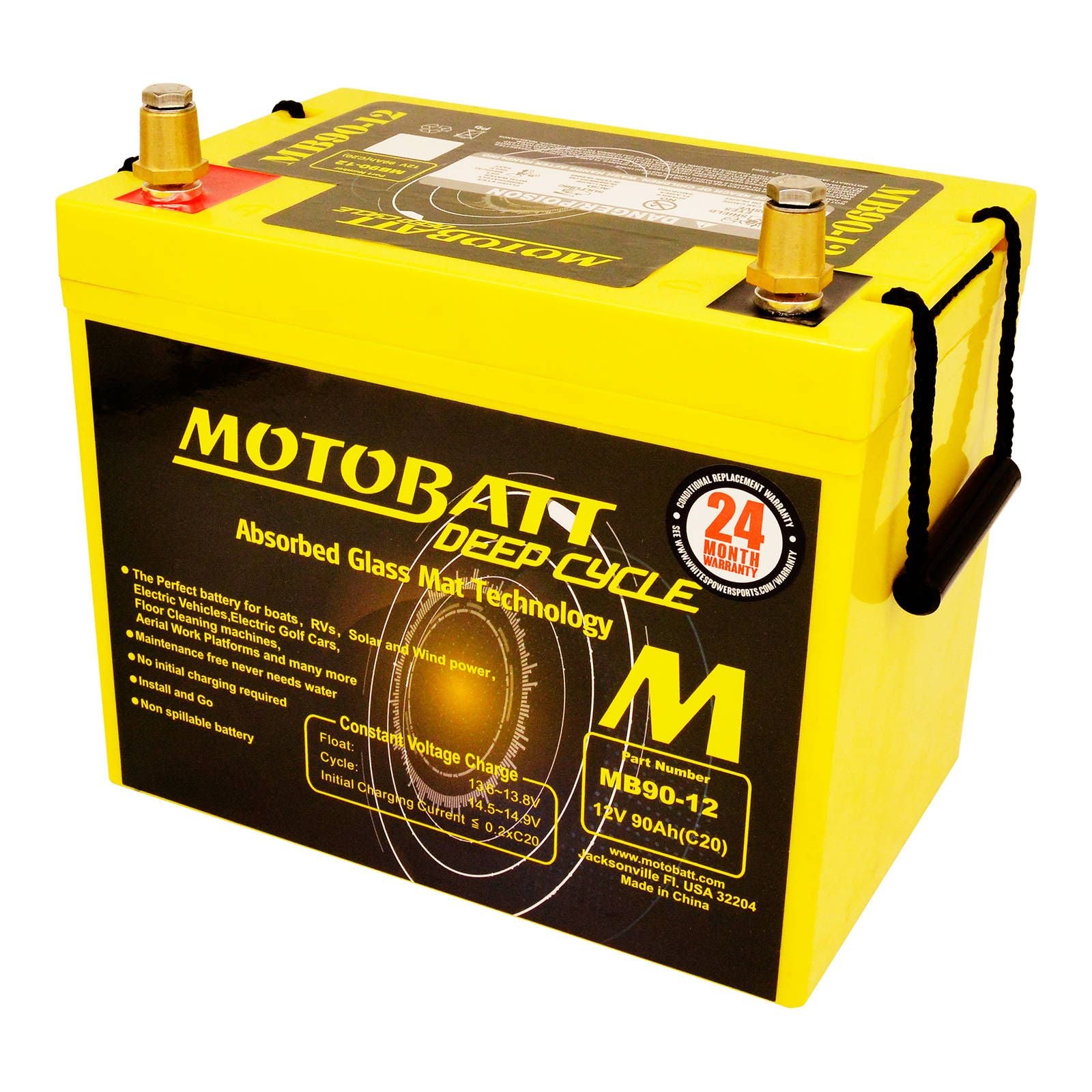 New MOTOBATT MB90 Deep Cycle AGM 90AH /C20 #MBDC90