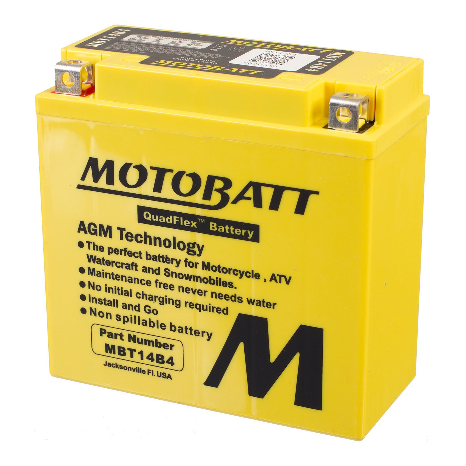 New MOTOBATT Quadflex AGM Battery #MBT14B4