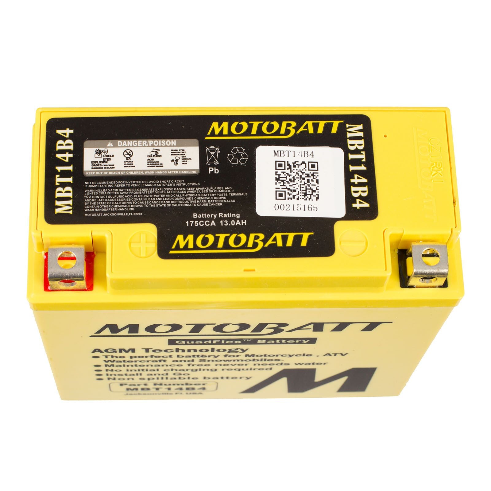 New MOTOBATT Quadflex AGM Battery #MBT14B4