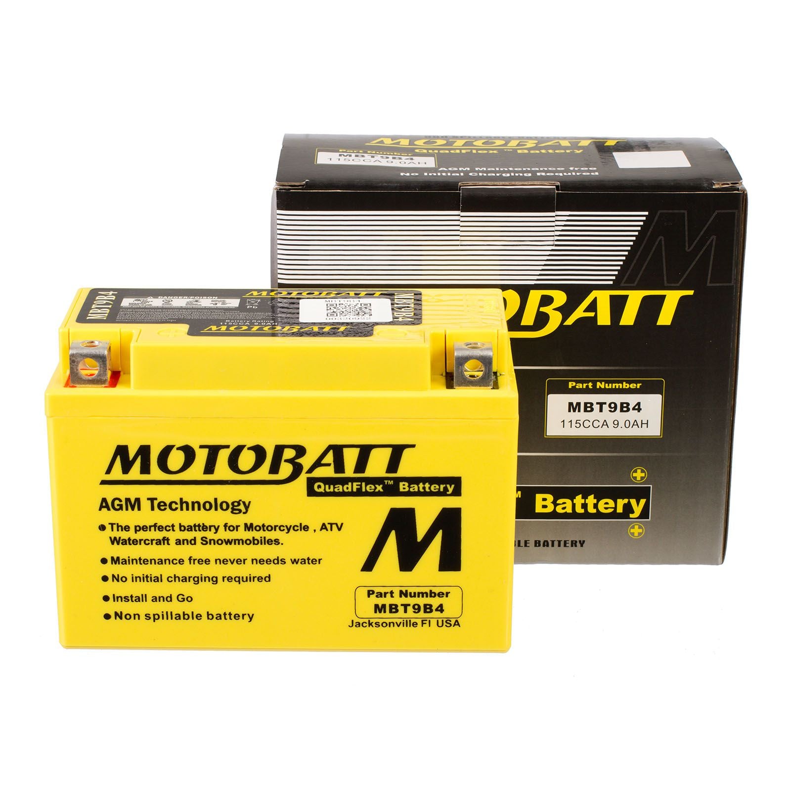 New MOTOBATT Quadflex AGM Battery #MBT9B4