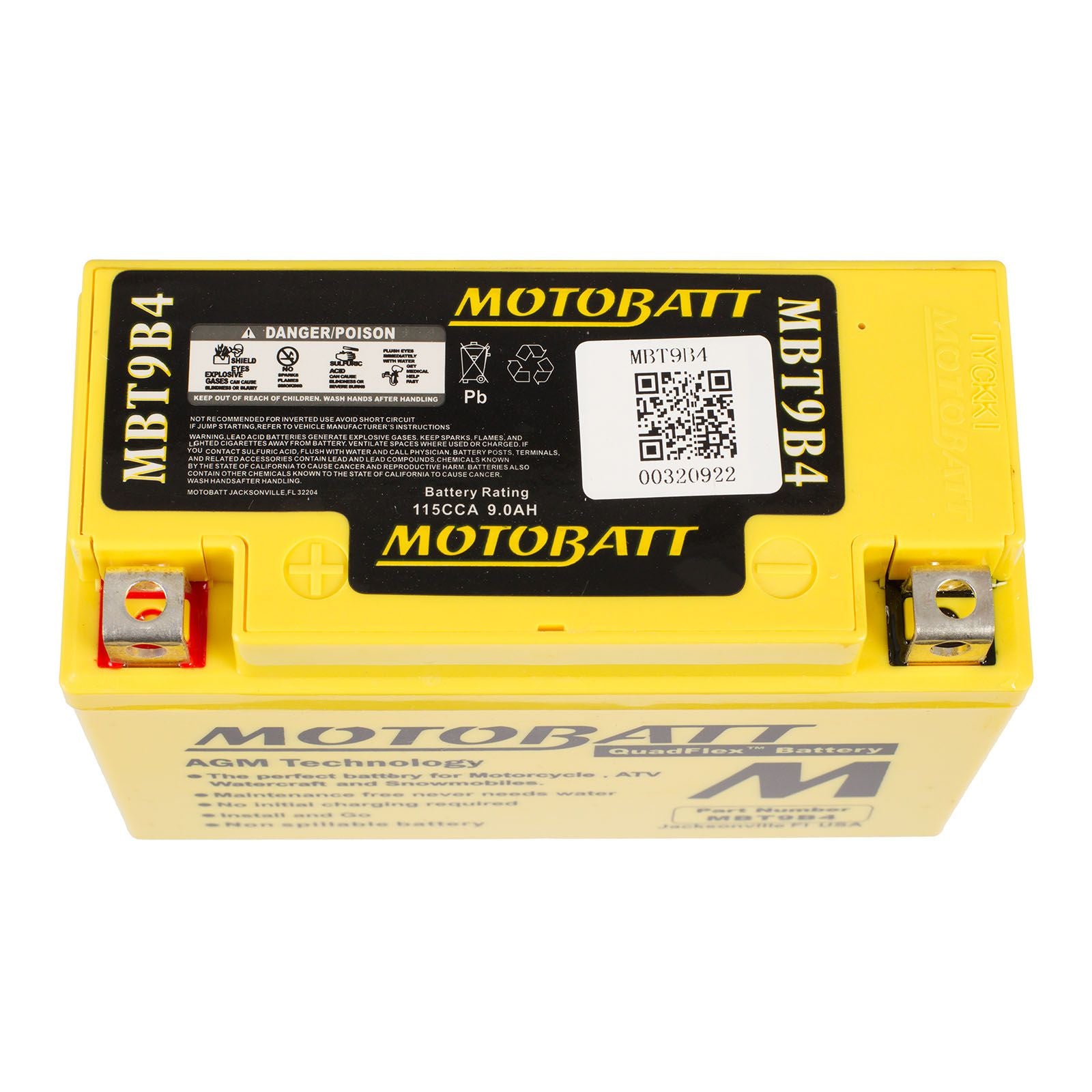 New MOTOBATT Quadflex AGM Battery #MBT9B4