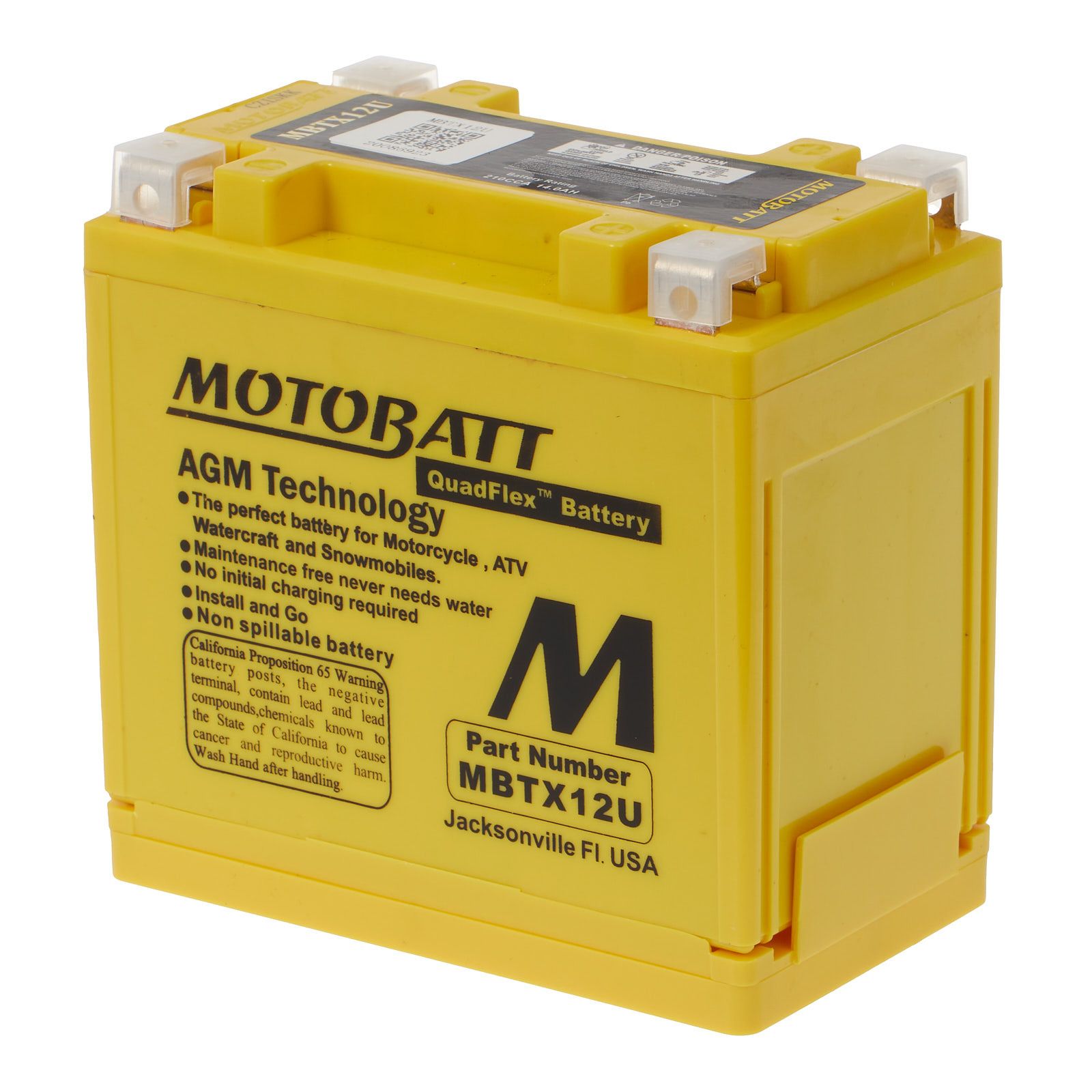 New MOTOBATT Quadflex AGM Battery #MBTX12U