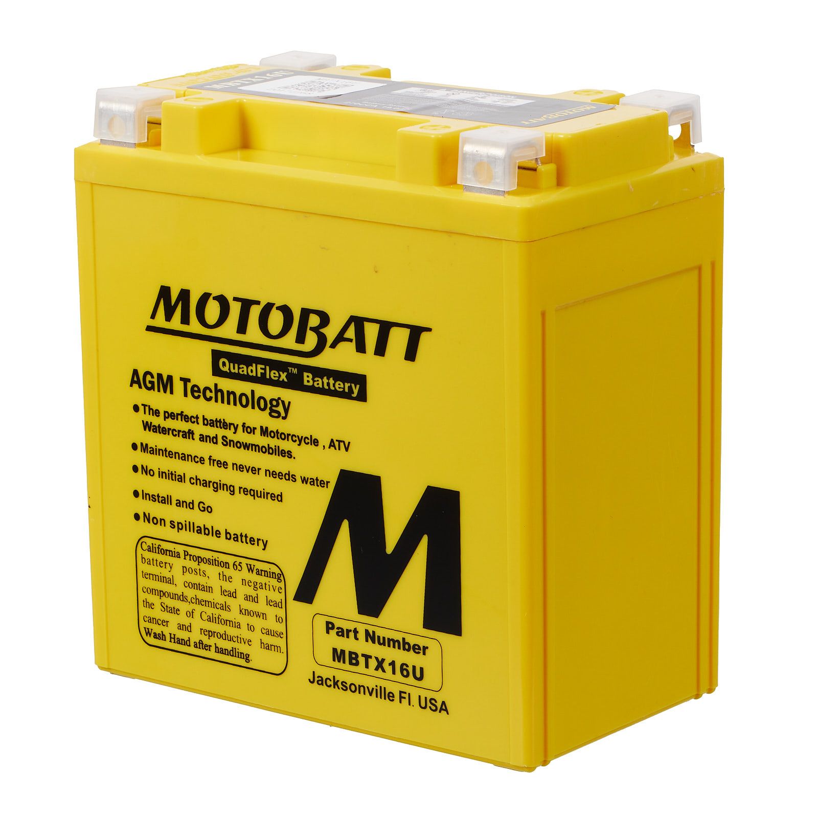 New MOTOBATT Quadflex AGM Battery #MBTX16U