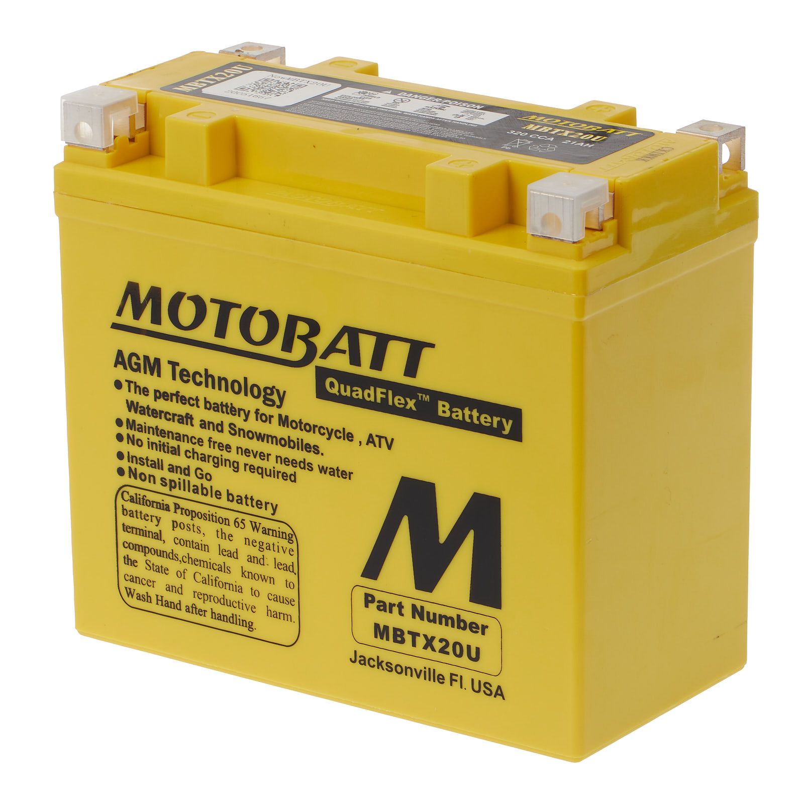 New MOTOBATT Quadflex AGM Battery #MBTX20U