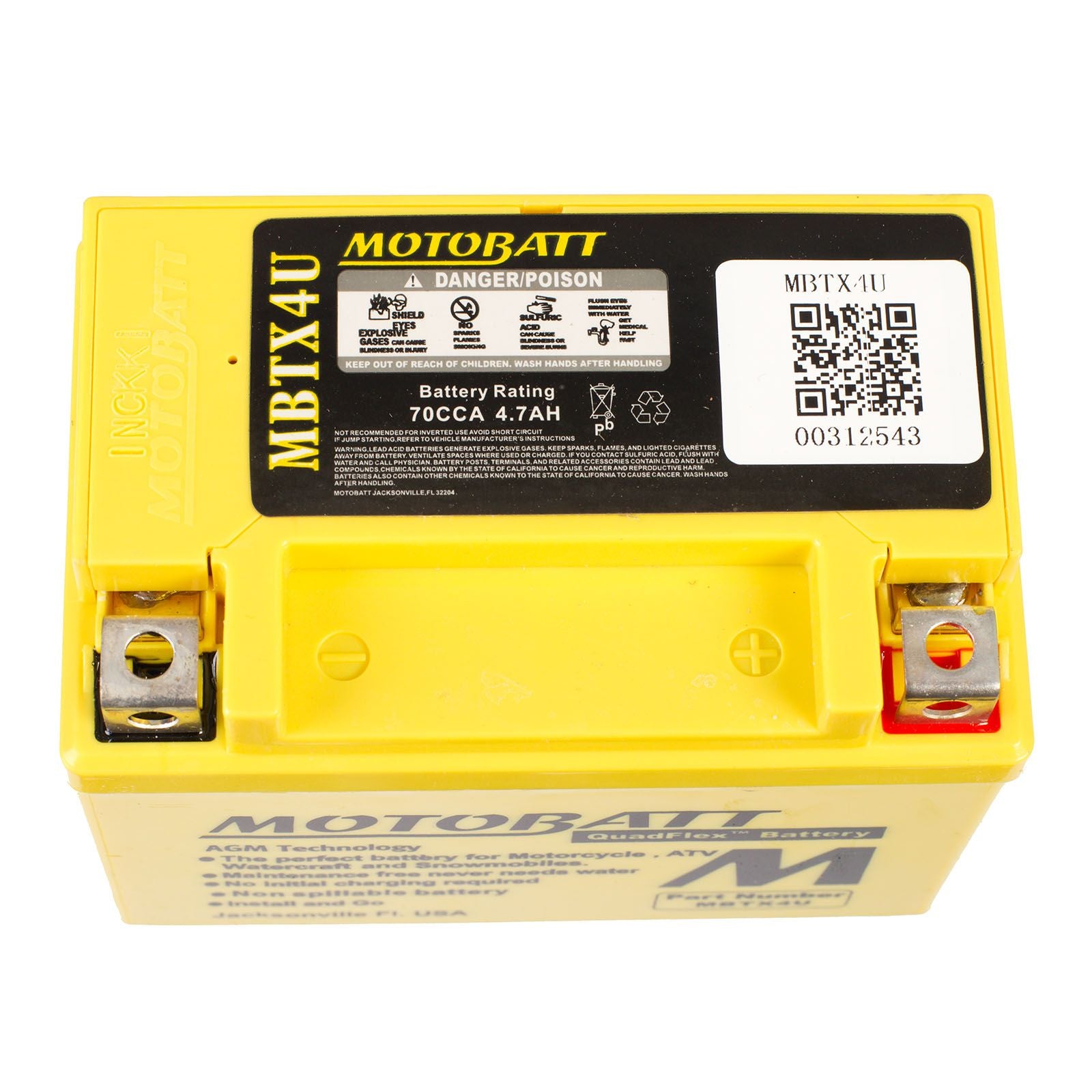 New MOTOBATT Quadflex AGM Battery #MBTX4U