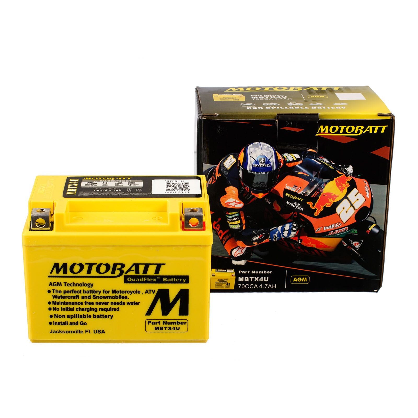 New MOTOBATT Quadflex AGM Battery #MBTX4U