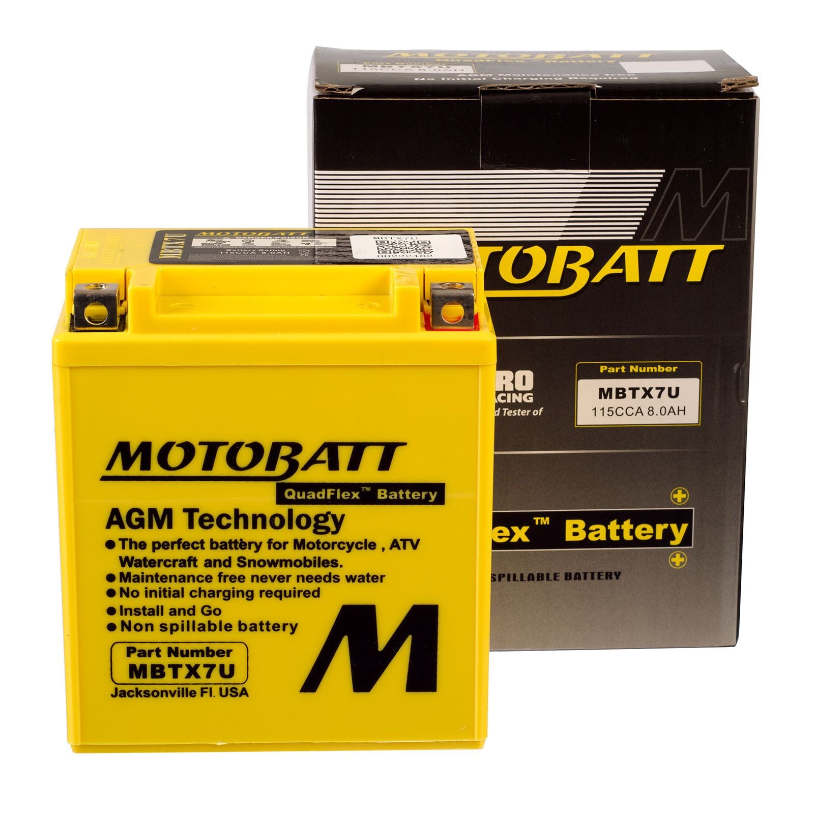 New MOTOBATT Quadflex AGM Battery #MBTX7U