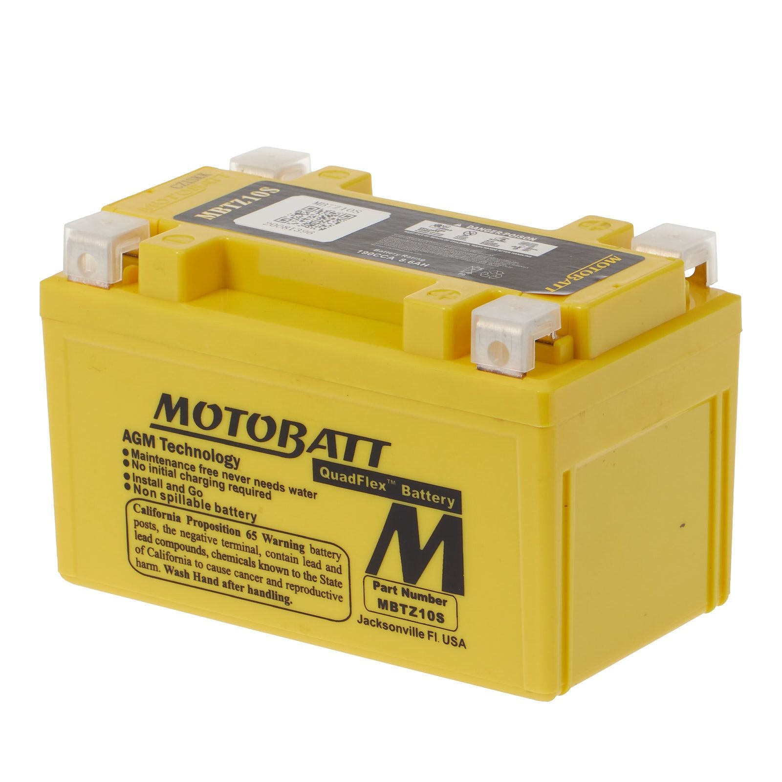 New MOTOBATT Quadflex AGM Battery #MBTZ10S