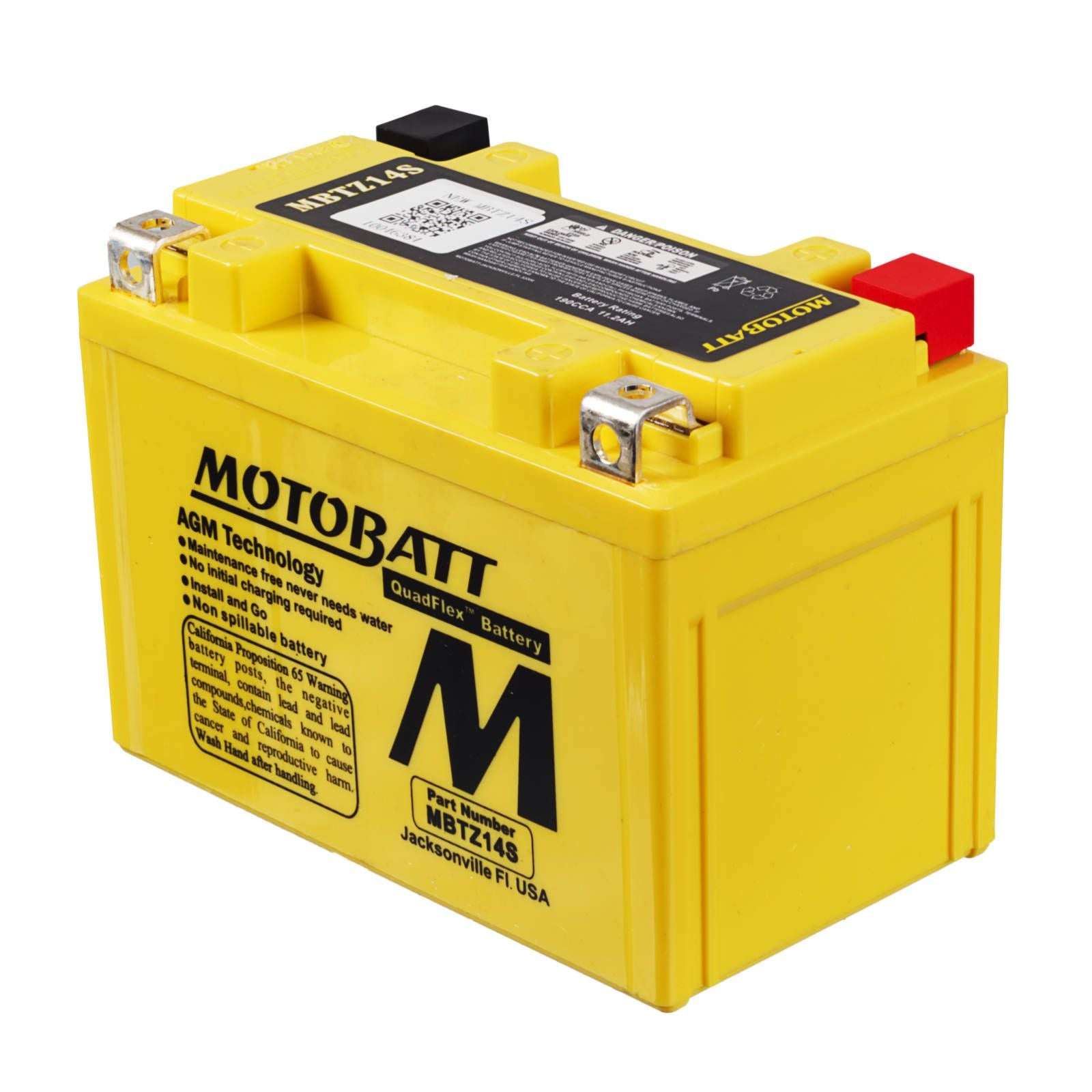 New MOTOBATT Quadflex AGM Battery #MBTZ14S