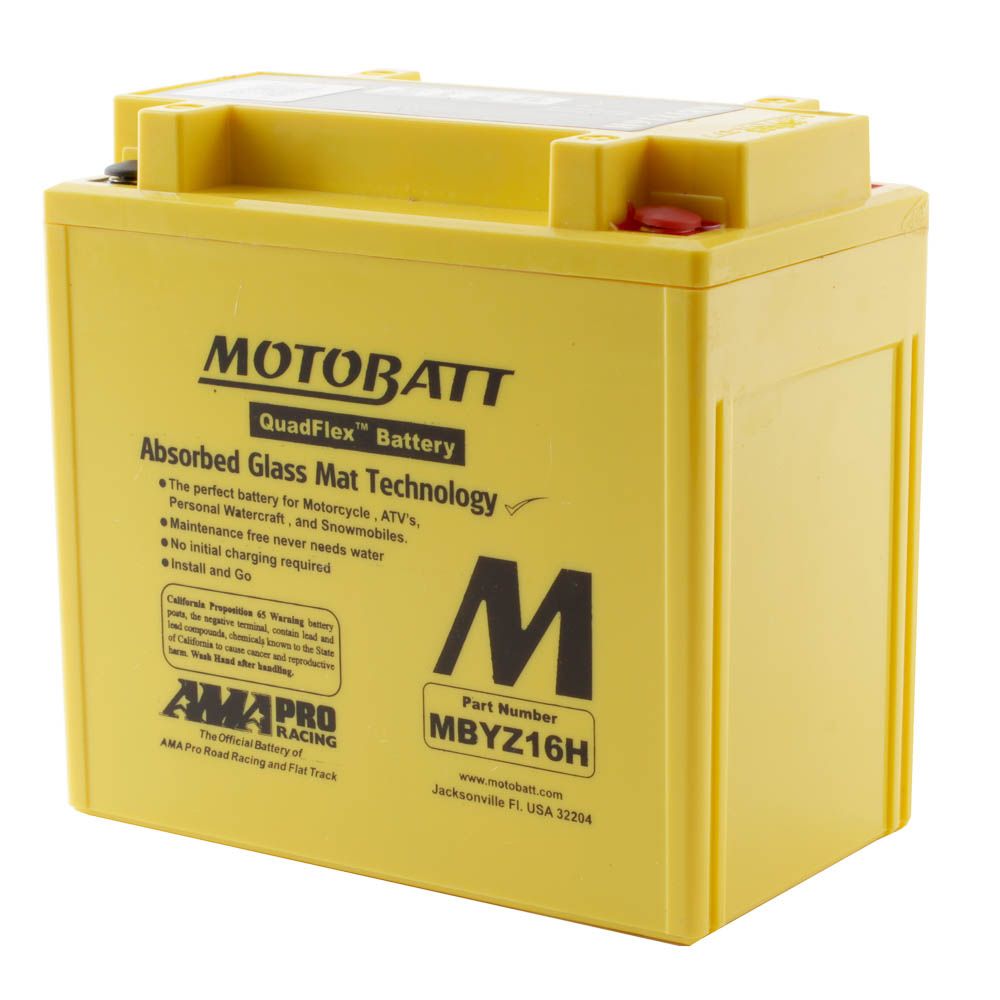 New MOTOBATT Quadflex AGM Battery #MBYZ16H