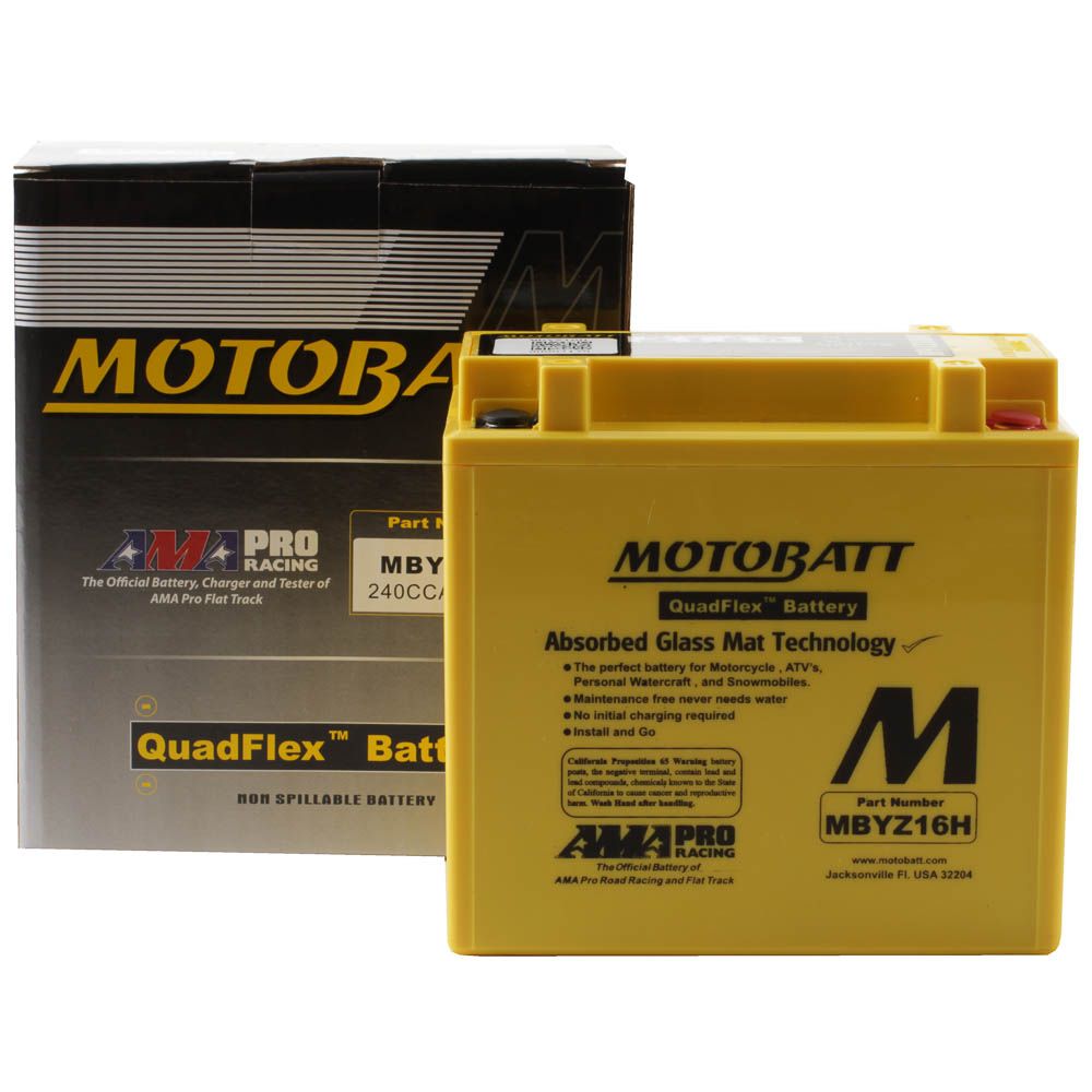 New MOTOBATT Quadflex AGM Battery #MBYZ16H