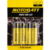 New MOTOBATT AA LR6 1.5 Alkaline Household Battery 4/Card #MCBAA