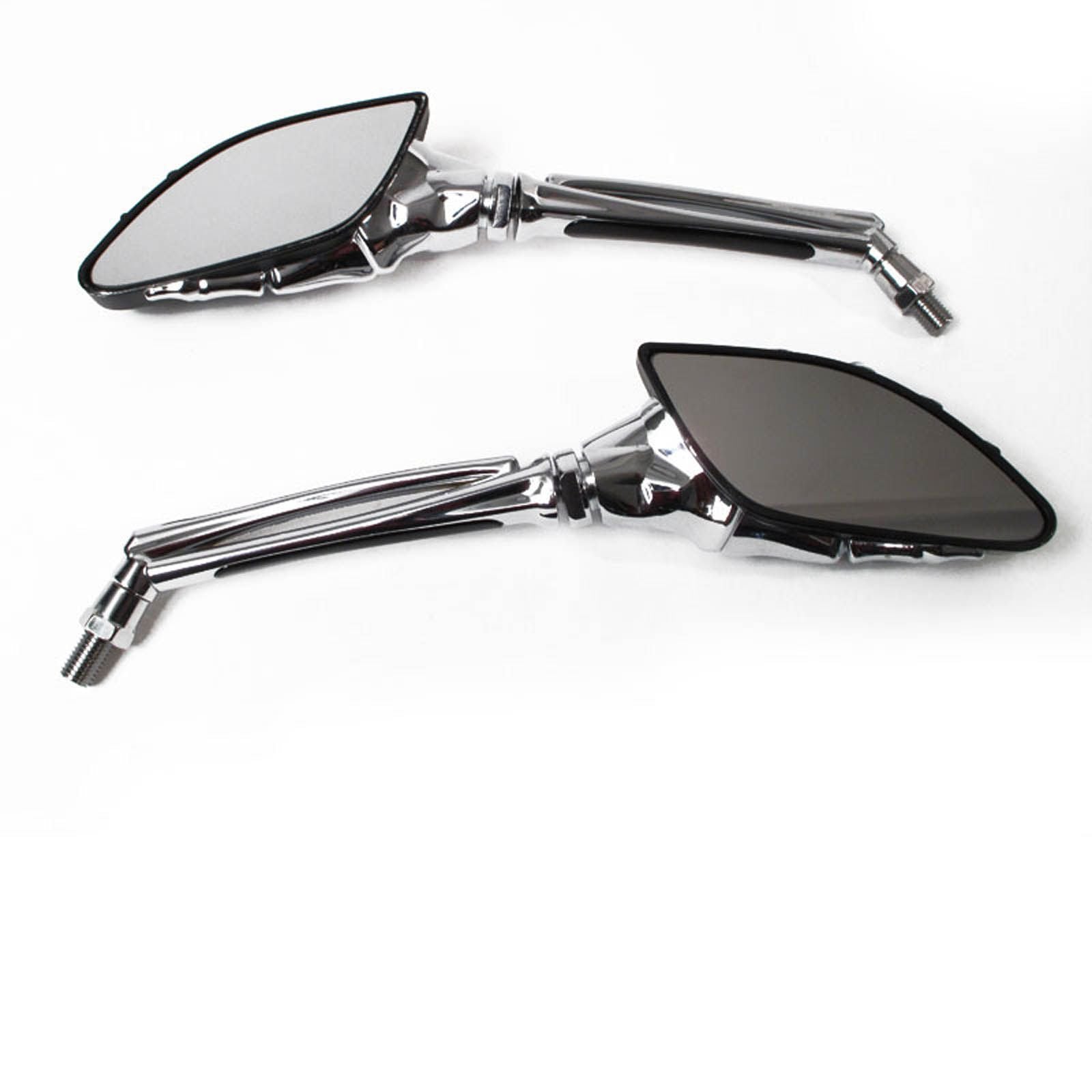 WHITES 10mm Mirror Universal Hand Skeleton Chrome/- Black 10mm (PR) #MIRUSKELK10