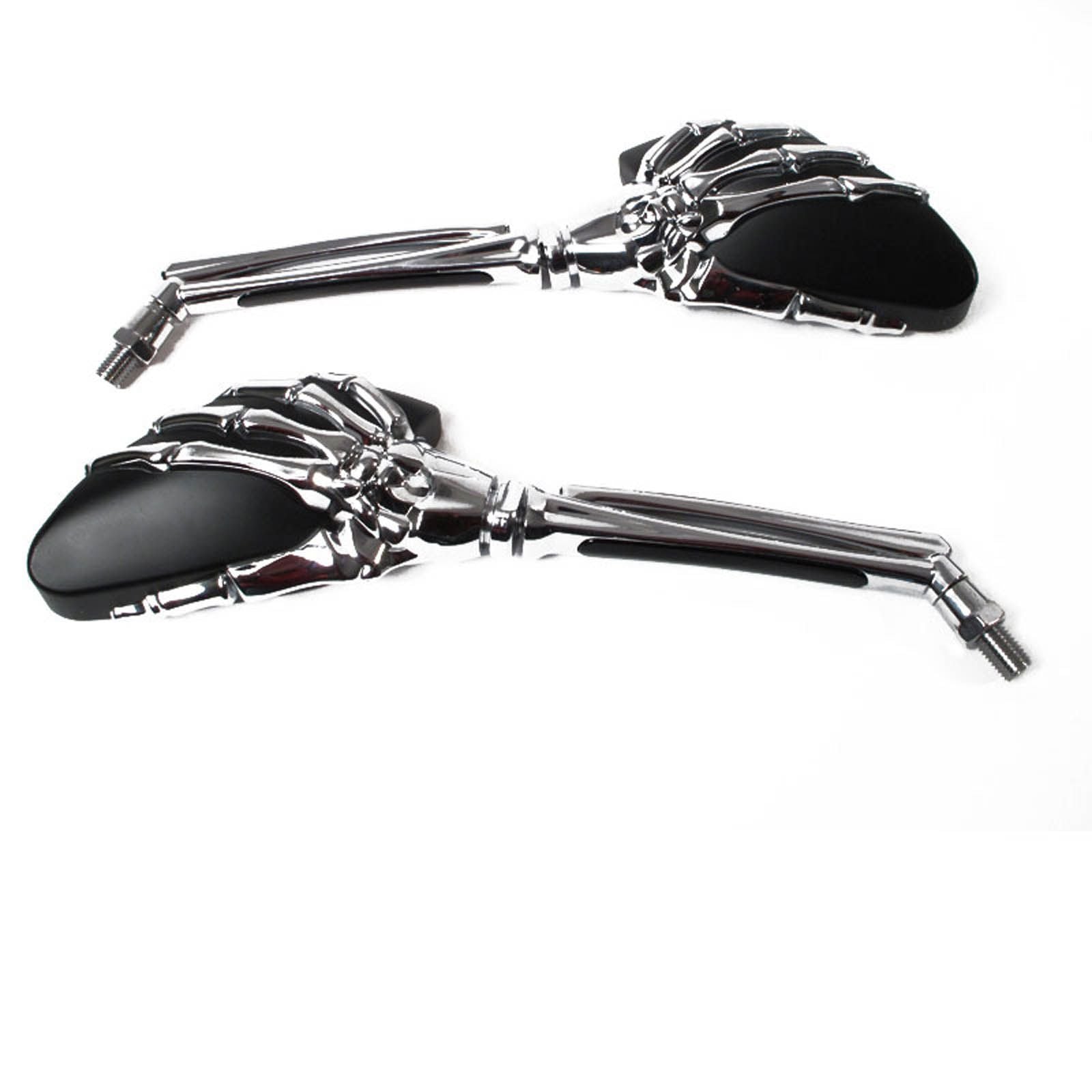 WHITES 10mm Mirror Universal Hand Skeleton Chrome/- Black 10mm (PR) #MIRUSKELK10