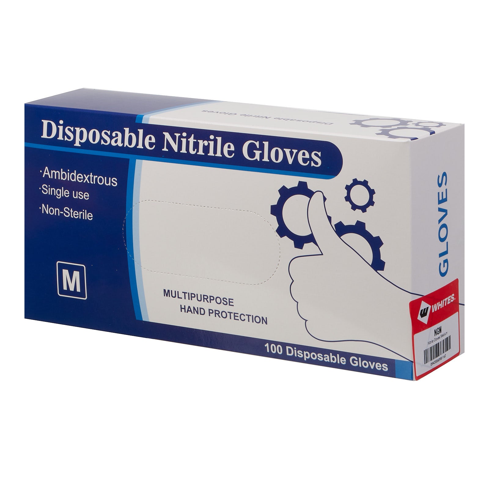 New WHITES Nitrile Gloves (M) #NGM | Australian Moto Spares