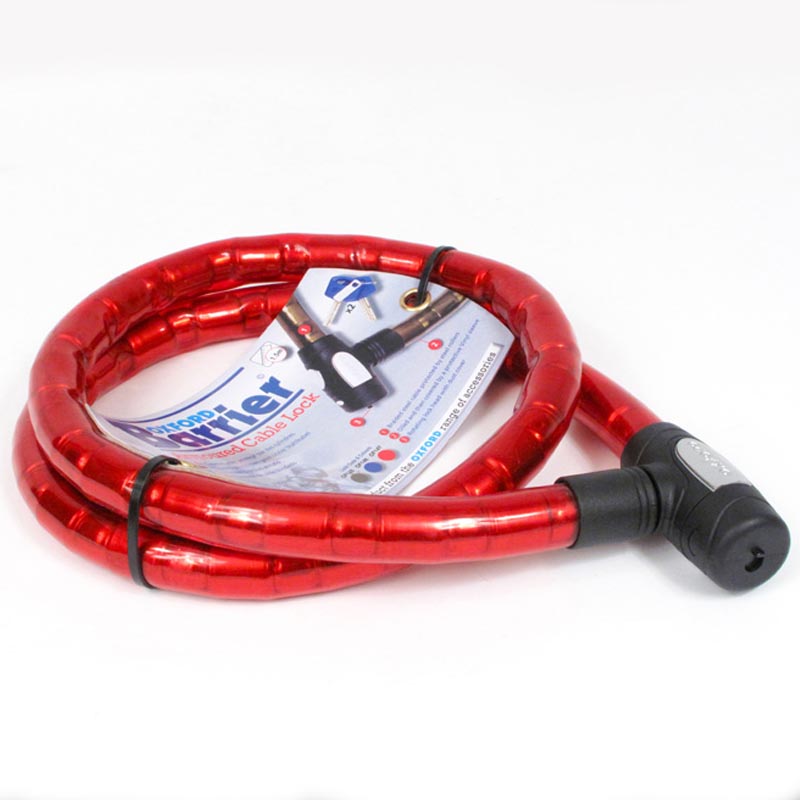 New OXFORD Cable Lock Barrier Armoured - Red #OXLK137 | Australian Moto Spares